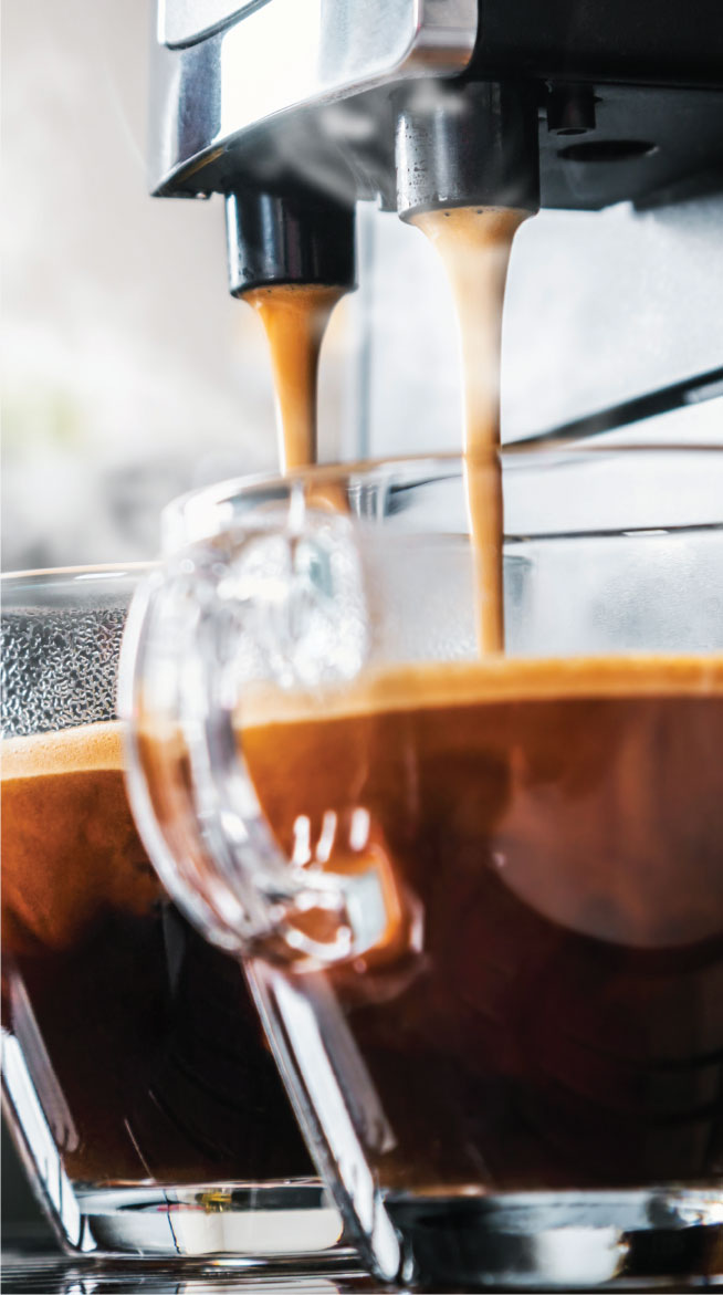 drinks coffee
